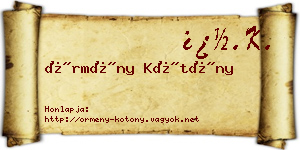 Örmény Kötöny névjegykártya